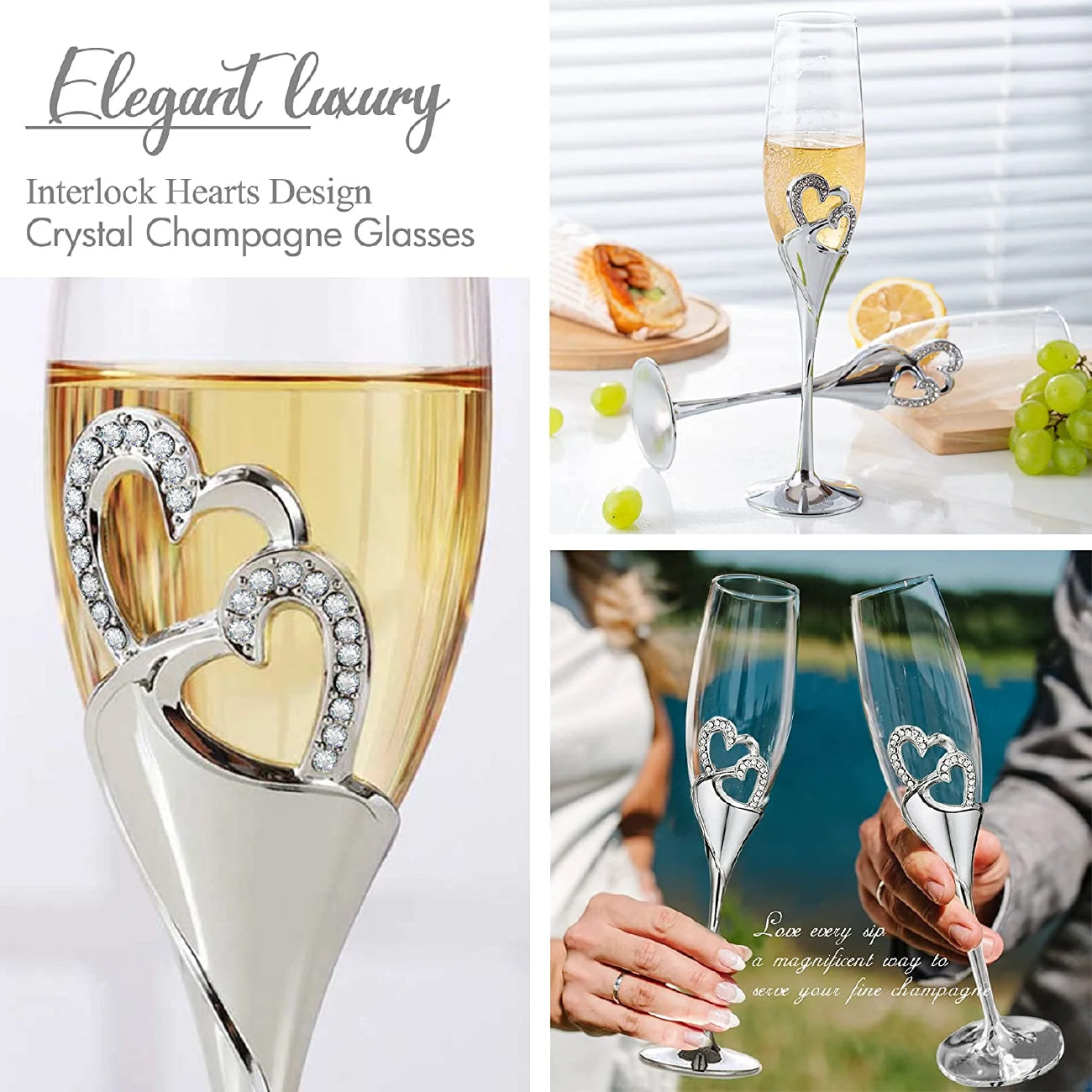 Crystal Glass Diamond Encrusted Goblet Stylish Creative Bling Cup Couple Set Metal Champagne Glasses