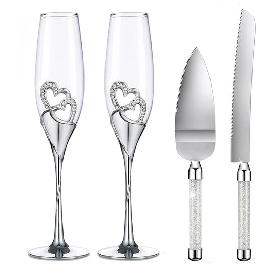 Crystal Glass Diamond Encrusted Goblet Stylish Creative Bling Cup Couple Set Metal Champagne Glasses