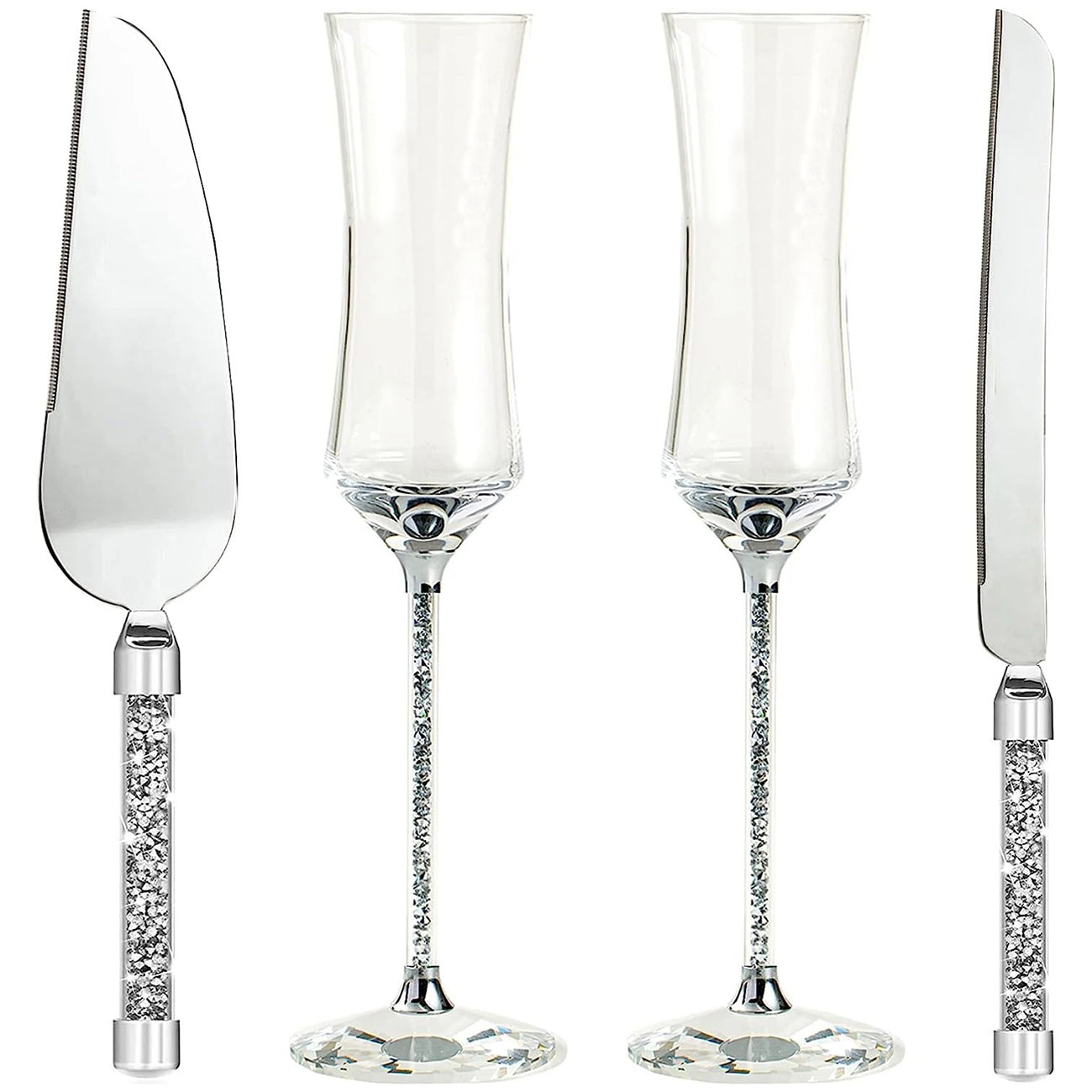 Wedding Glasses Champagne Flutes  Toasting Flutes Cake Server Set - 4 Pcs 2  - Aliexpress