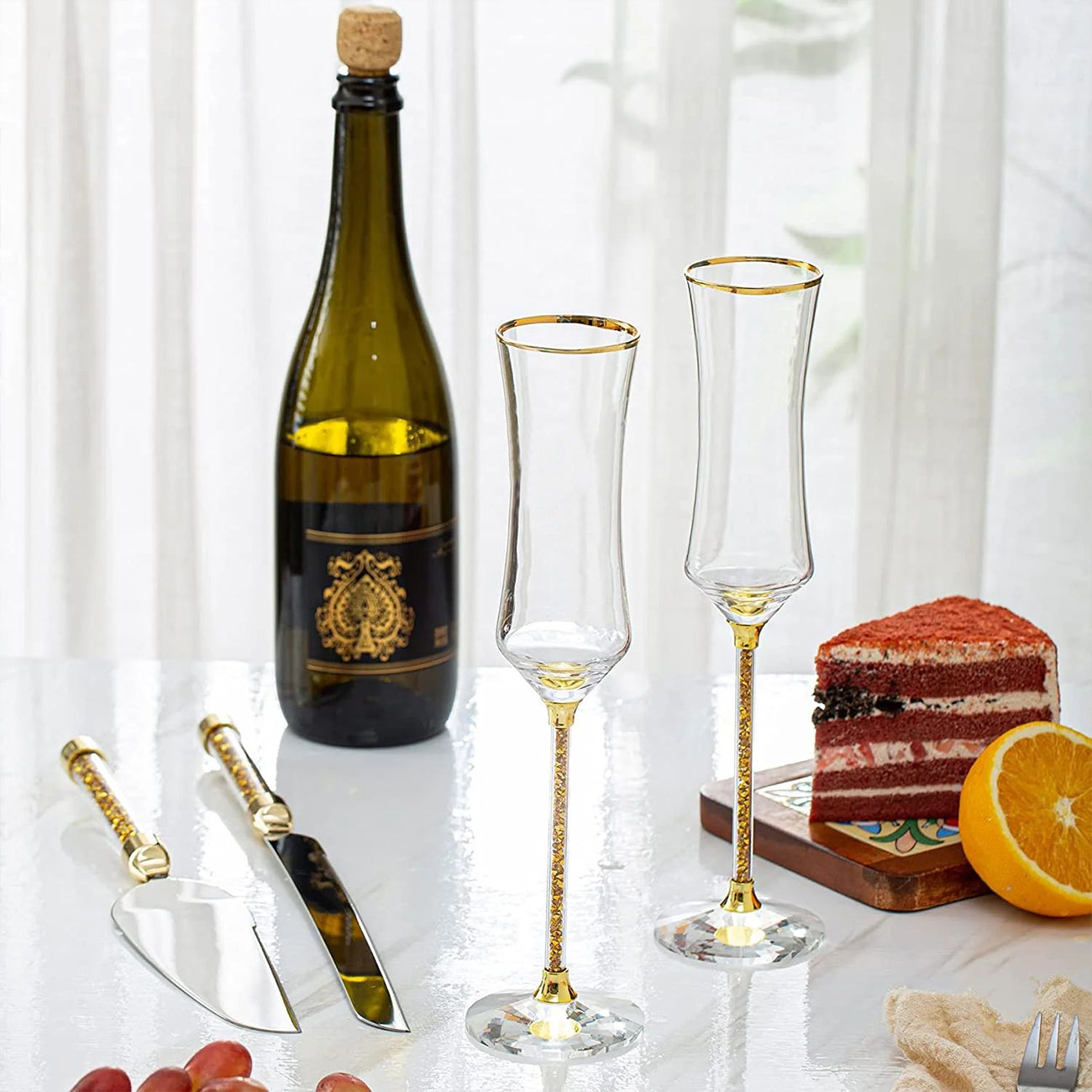 New Set Wedding Toasting Flutes Champagne Glasses For Bride & Groom  Reception